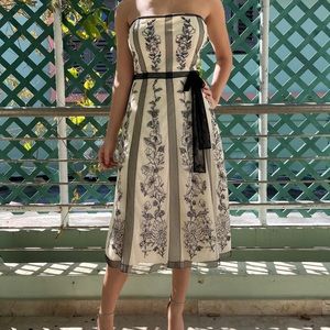 BCBG strapless fancy black and white dress size 4